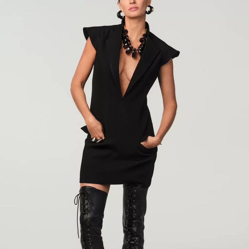 NWT ZARA X STEFANO PILATI FW24 WOOL DRESS WITH SHOULDER PADS L 8989/806